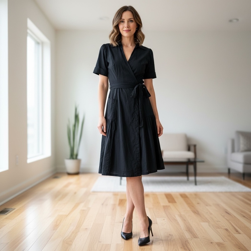 Shabby Apple Classic Black Midi Dress
